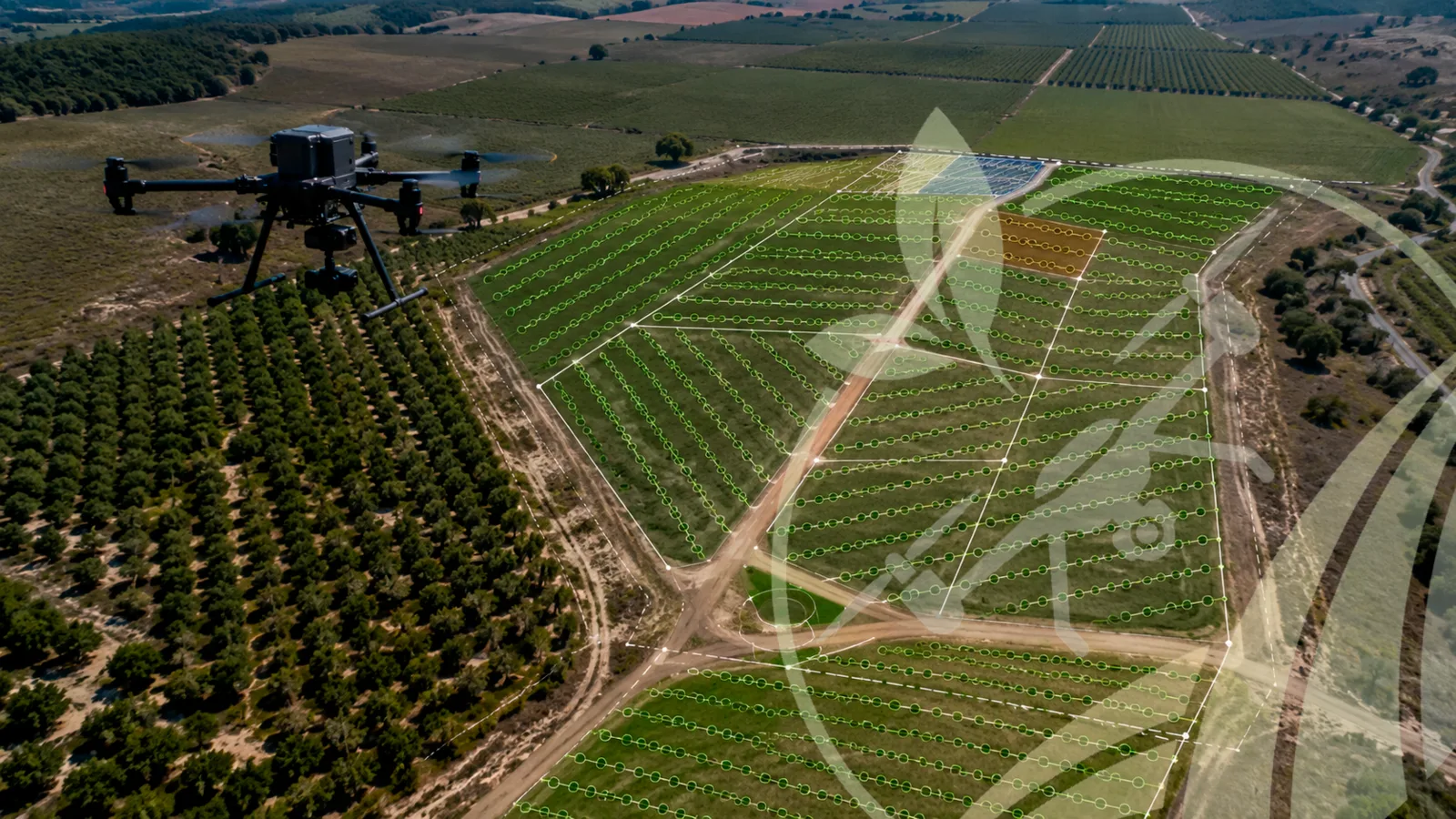 Cartografía aérea con la planificación de una nueva plantación